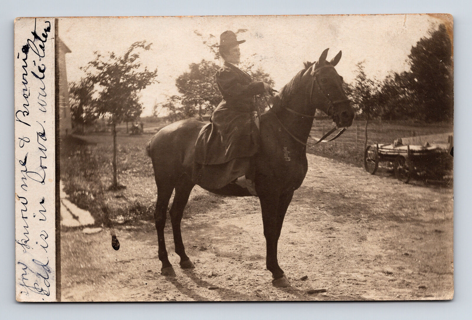 RPPC Woman Riding Horse Posted From Rochelle Illinois IL Postcard