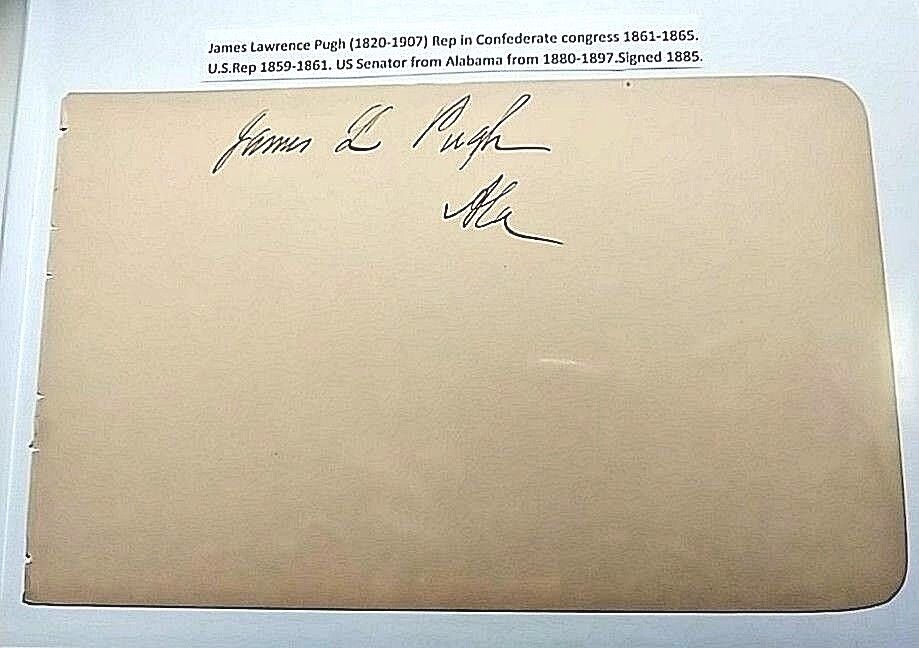 James L Pugh - Signature  - Alabama Senator -signed 1880-1897 autograph Lawrence