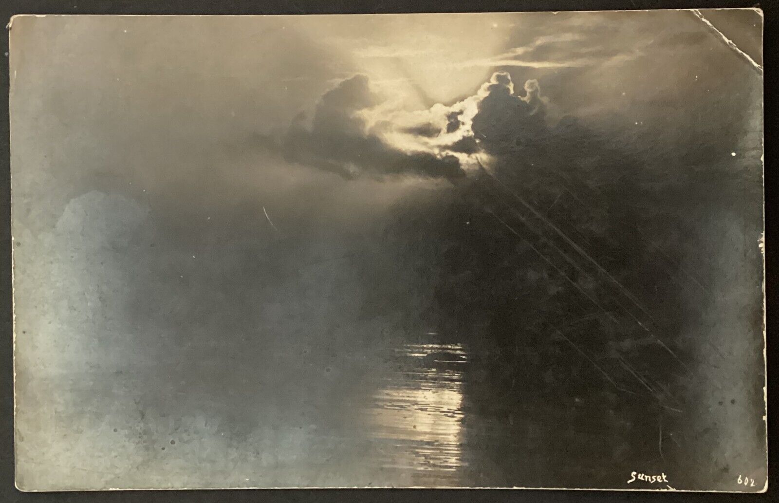 Sunset RPPC Vintage Real Photo Postcard Posted 1909 No Stamp