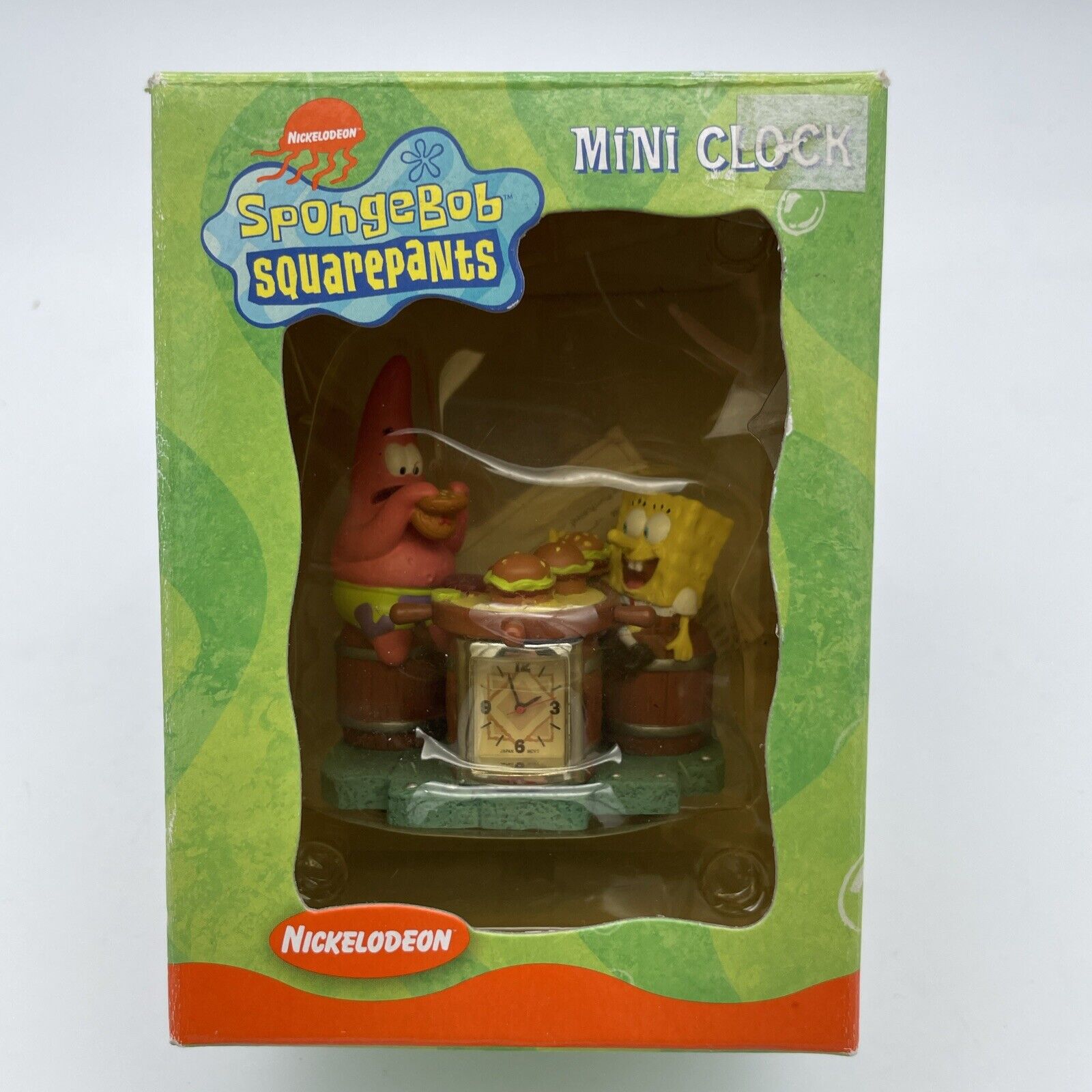Spongebob Squarepants Clock Mini Desk Nickelodeon 2002 Eating Cheeseburgers