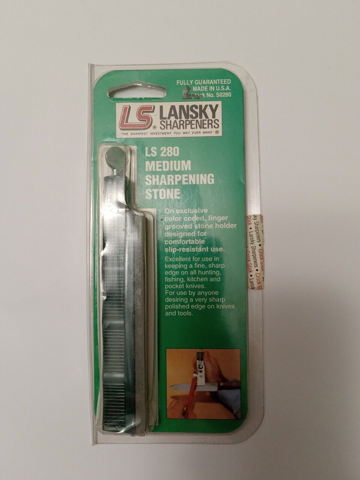 Lansky Arkansas Hone Green Medium Grit Knife Sharpener S0280 NEW