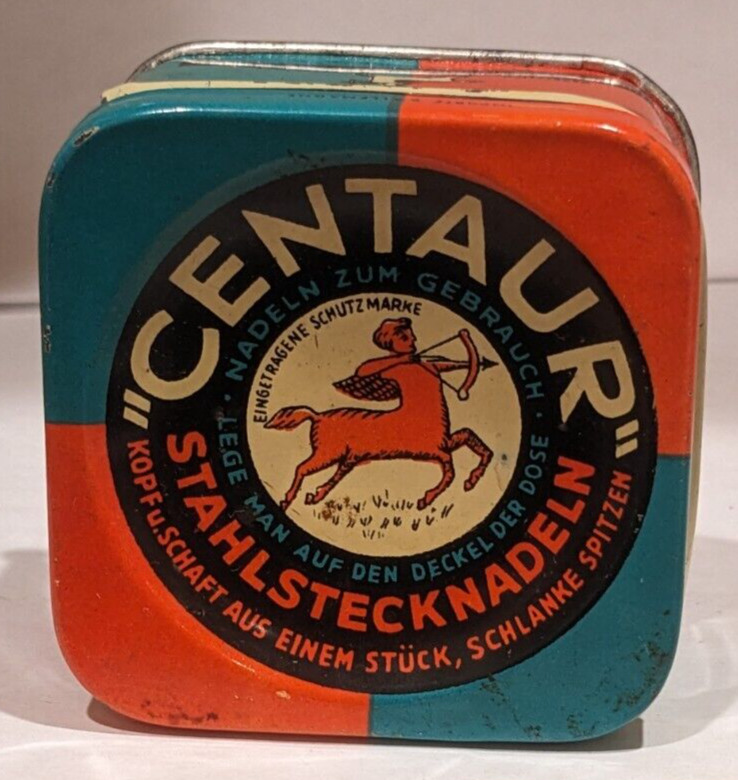 Vintage art deco nail box tin Centaur Germany German Centurion