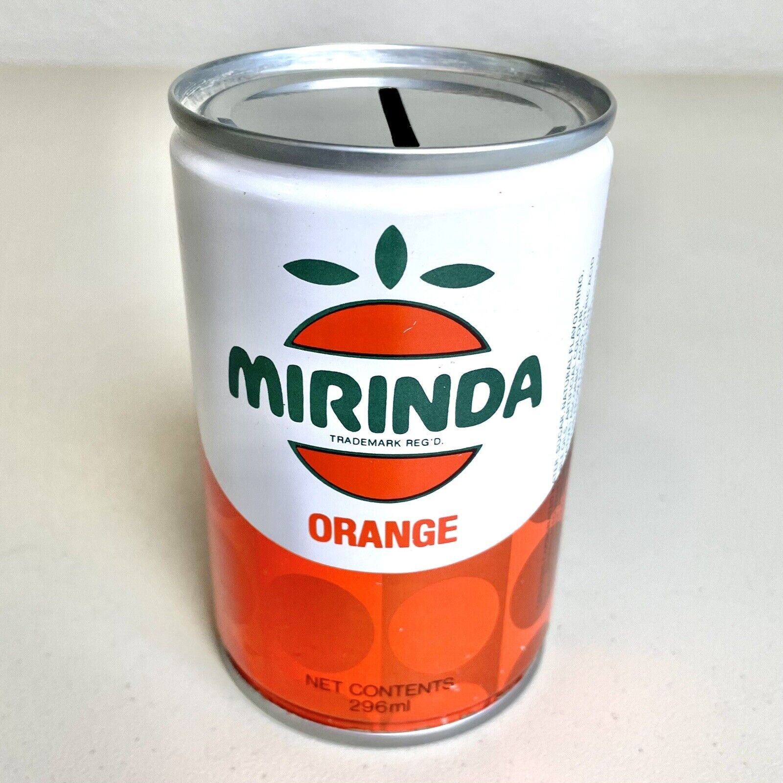 Vintage Mirinda Orange Soda Can Coin Bank From Saudi Arabia Excellent Condition