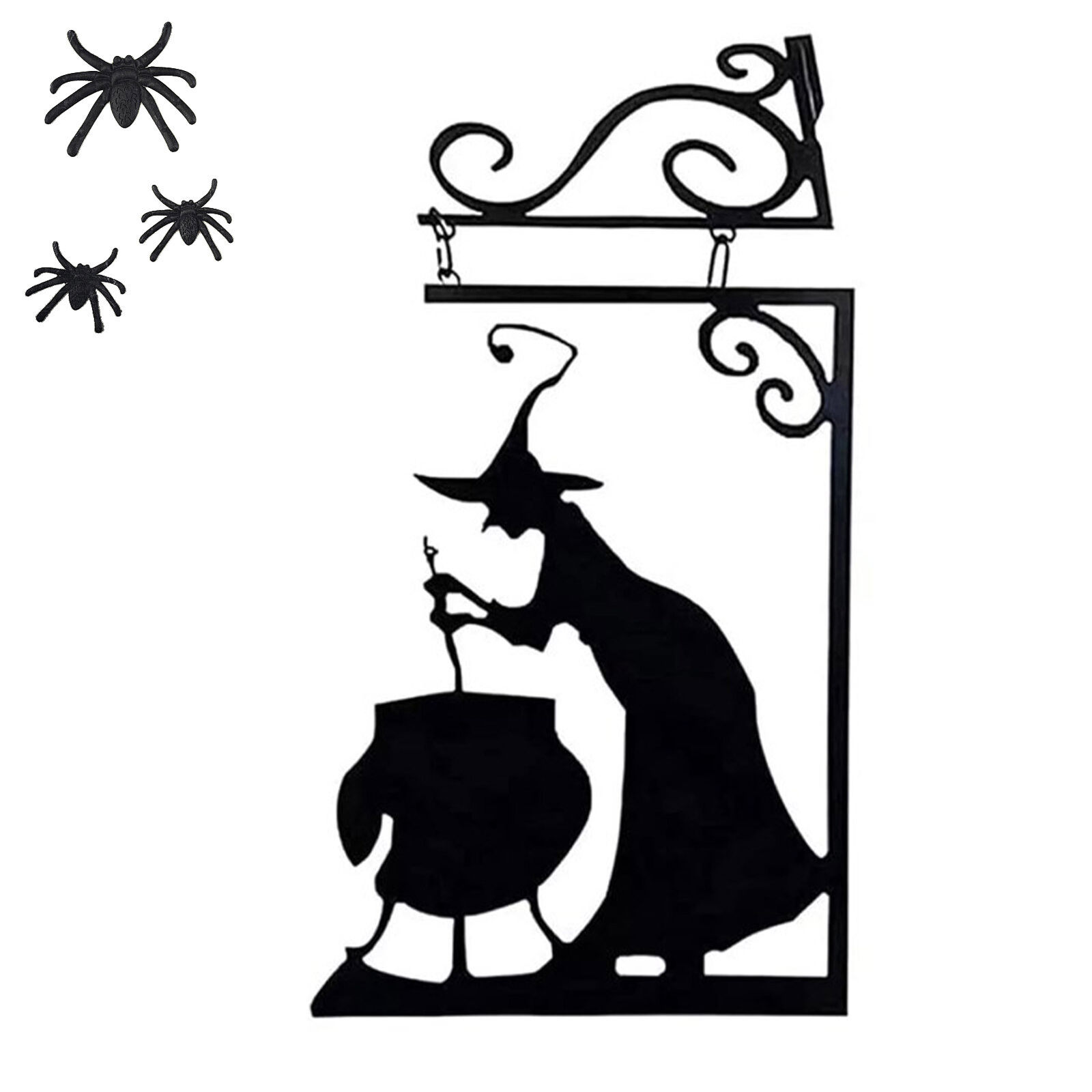 Halloween Witch Metal Silhouette Witch Cauldron Sign Yard Decoration Outdoor