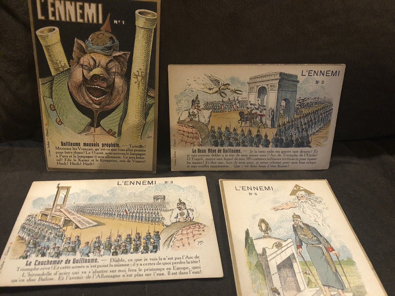 WWI WW1 French Propaganda Anti German L\'Ennemi Postcard Lot