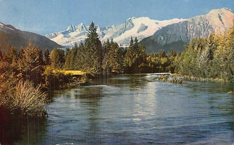 Postcard AK: Mendenhall River from Mendenhall Glacier, Alaska, 1961