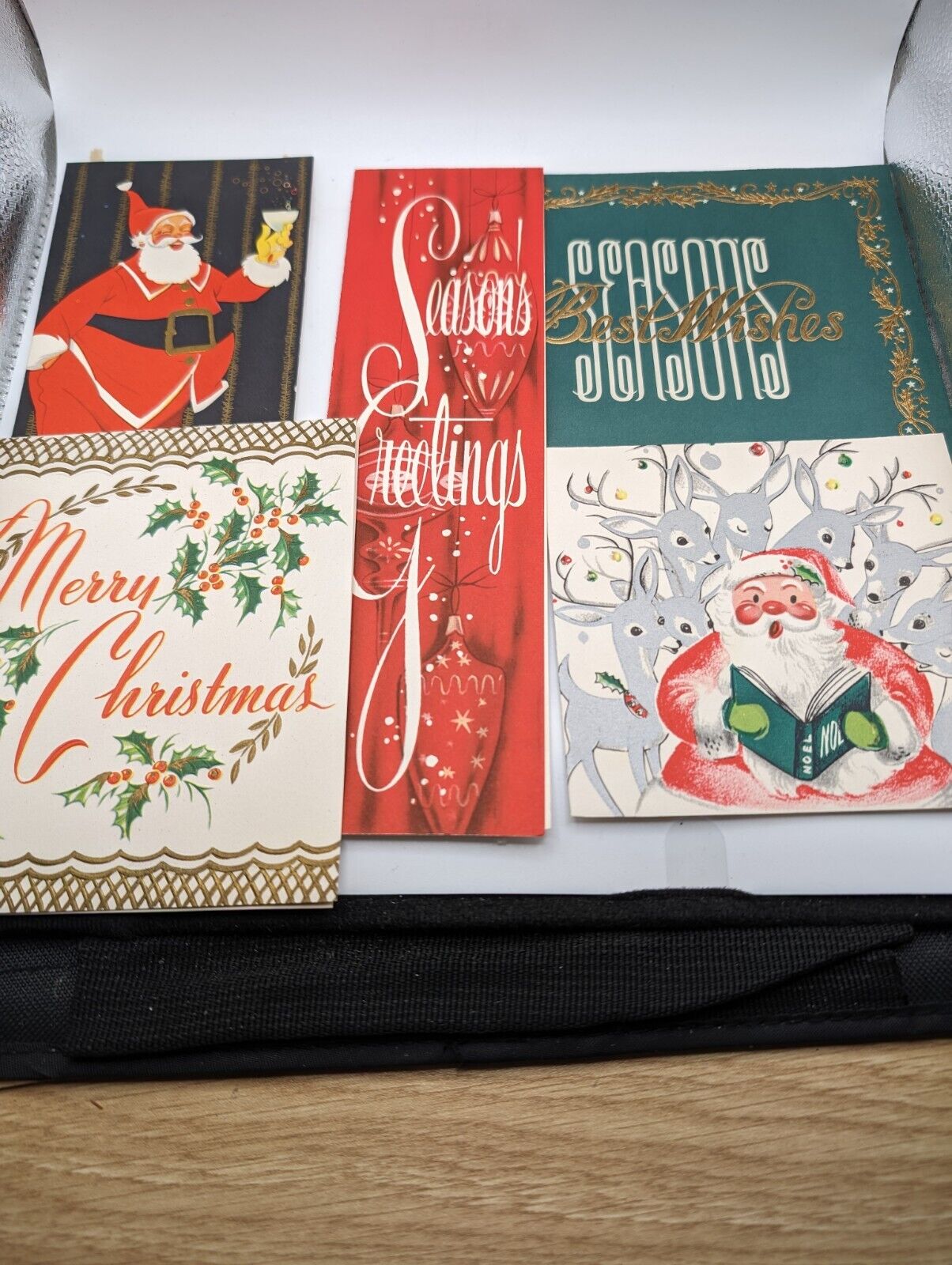 Lot of 23 Vtg 50's Christmas Cards Santa Glitter Embossed Angels Cutesie USED 
