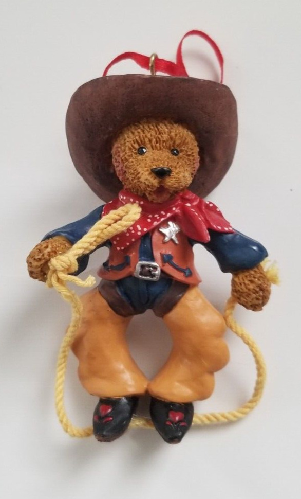 Kurt Adler Cowboy Teddy Bear Christmas Ornament - Lasso Sheriff