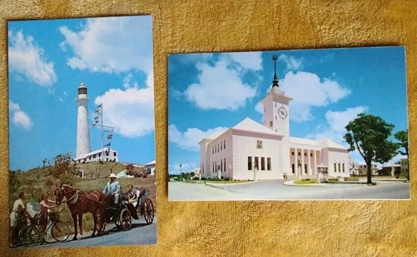 Bermuda Postcard Gibbs Hill Lighthouse And The City Hall Of Hamilton 