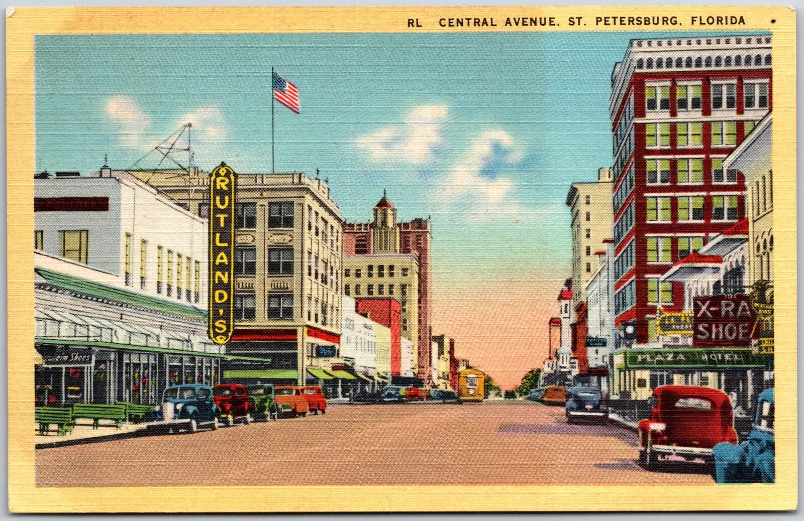 St. Petersburg Florida FL, 1946 Central Avenue, Main Highway, Road,  Postcard