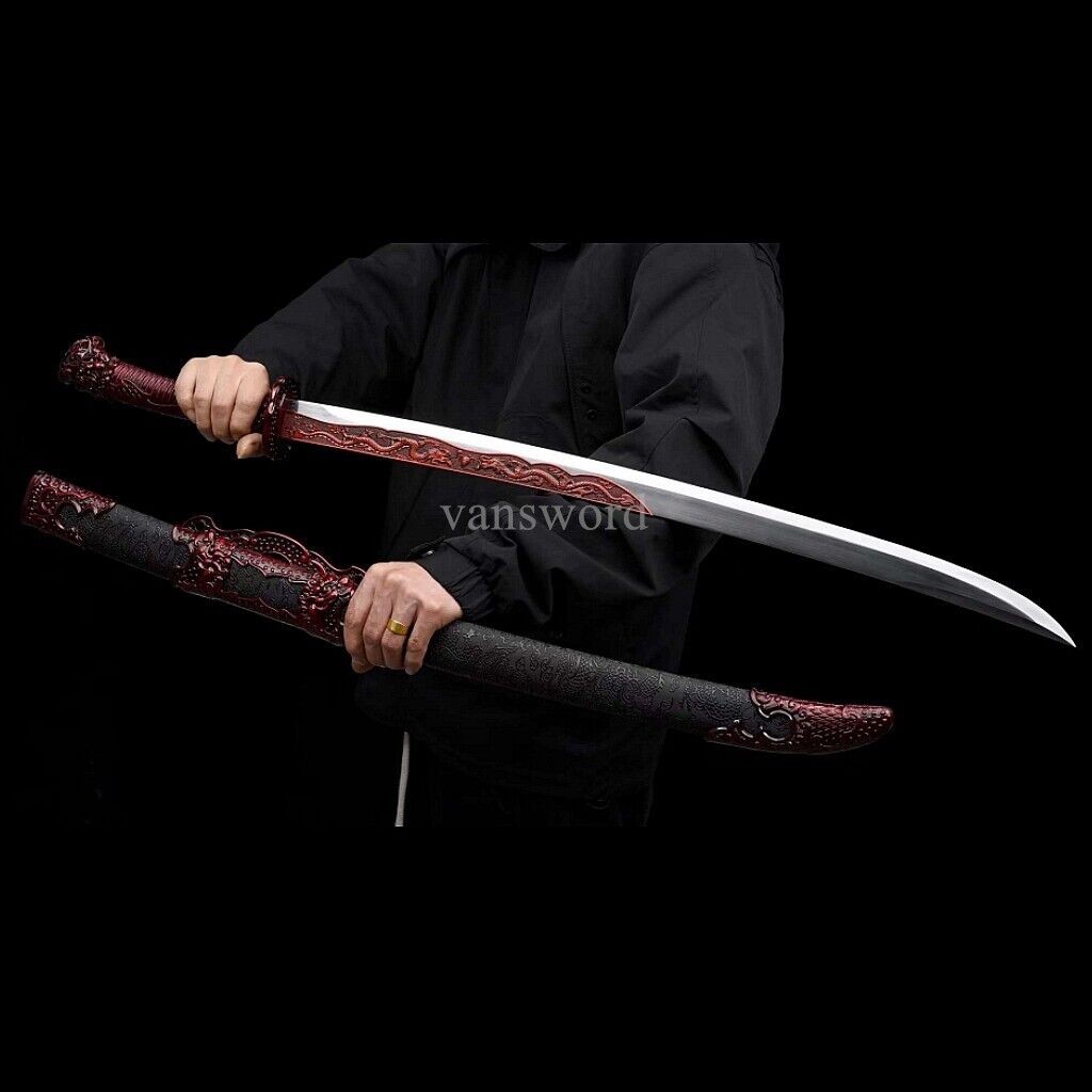 Chinese Dao 绣春刀 Sword 1095 High Carbon Steel Real Battle Ready Sharp Black Saya.
