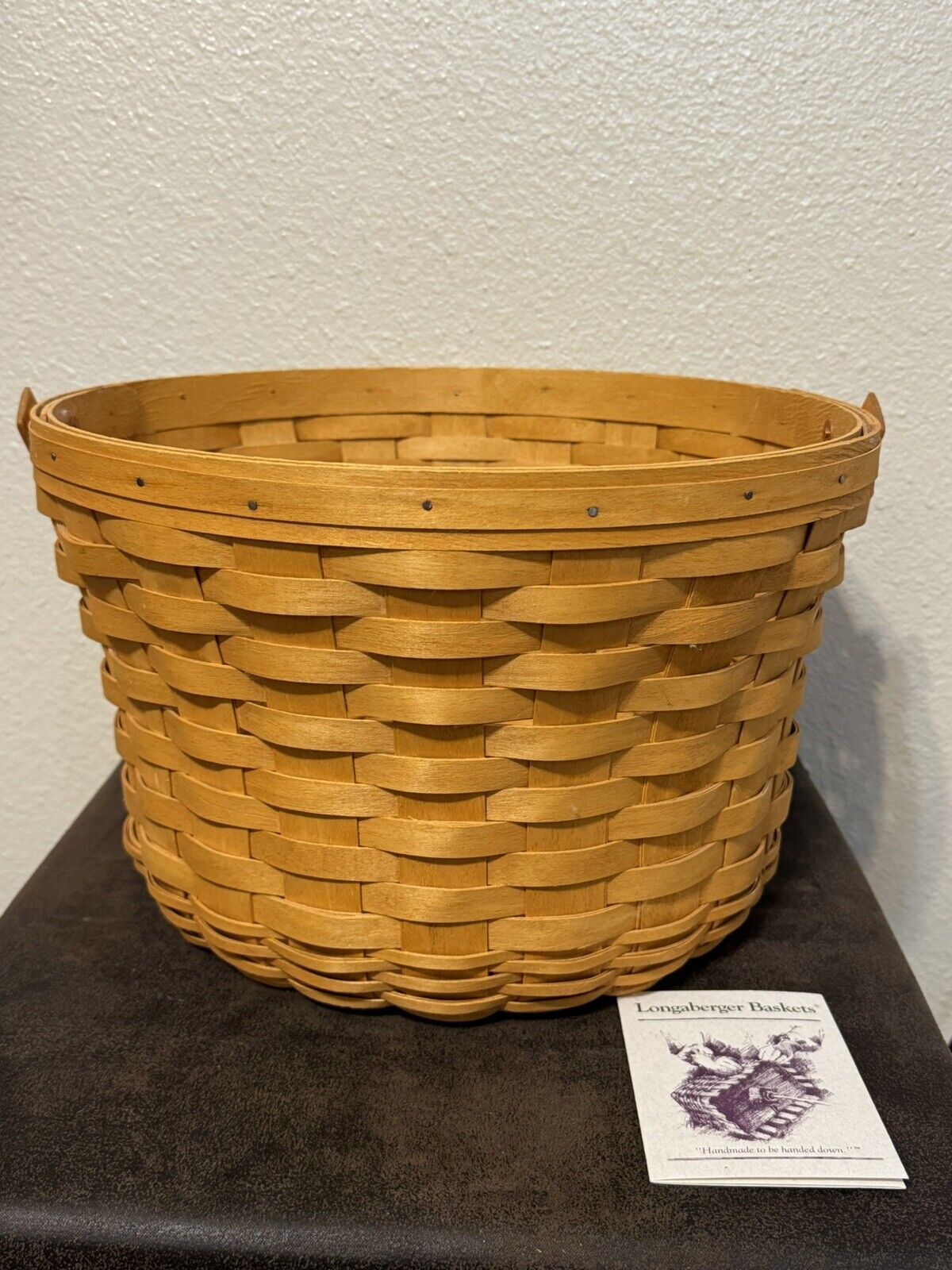 Large Vintage VTG 2001 Longaberger Handwoven Signed RARE Basket 8.5” X 13.5”
