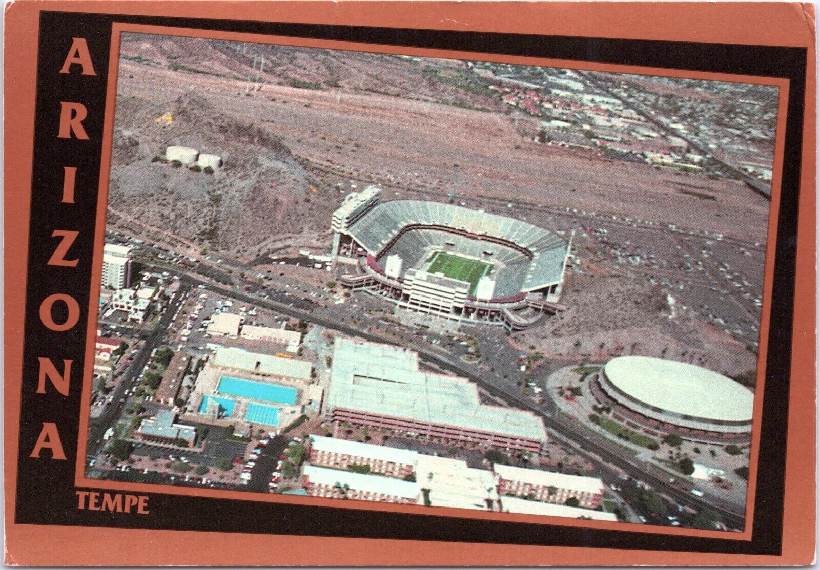 Aerial, Tempe AZ, Arizona State Campus - 4x6 Postcard - Football Stadium, Arena