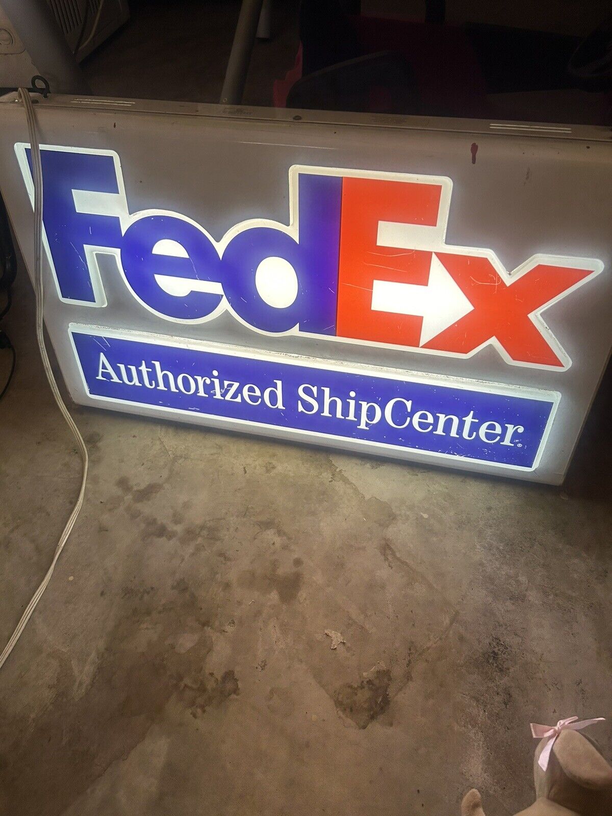FedEx Sign Advertisements Authorized Ship Center Lighted Display  28”x19”x4” 