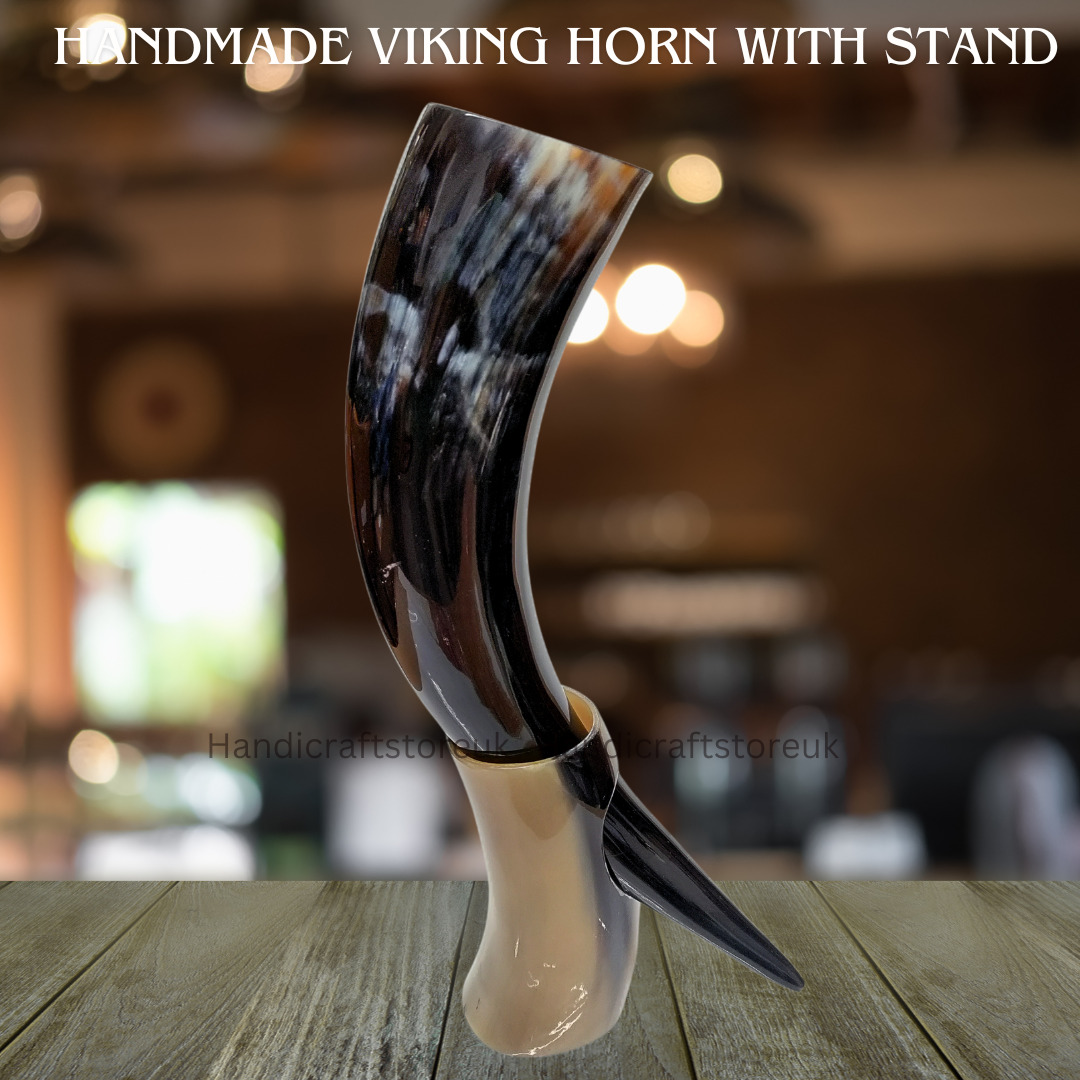 Ox-Horn Viking Drinking Horn Beer Mug With Horn Stand | Father's Day Gift