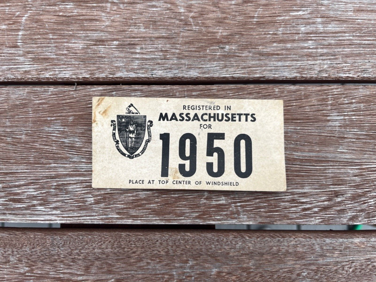 1950 Massachusetts Registration Windshield Sticker copy