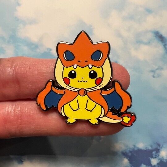 Pikachu Charizard poncho pokemon enamel pin