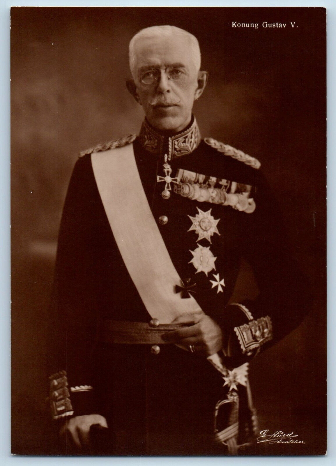 Sweden Postcard King Gustav V. Duke with Medals c1930\'s Vintage RPPC Photo