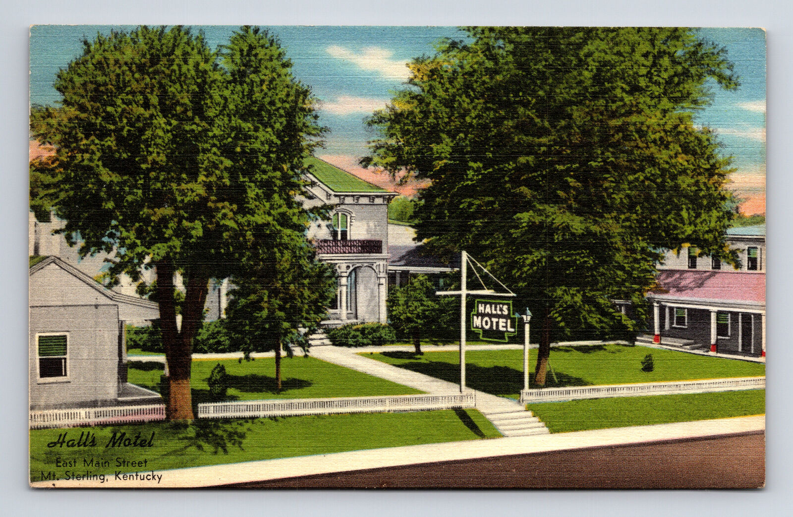 Hall\'s Motel East Main Street Sterling Kentucky KY Roadside America Postcard
