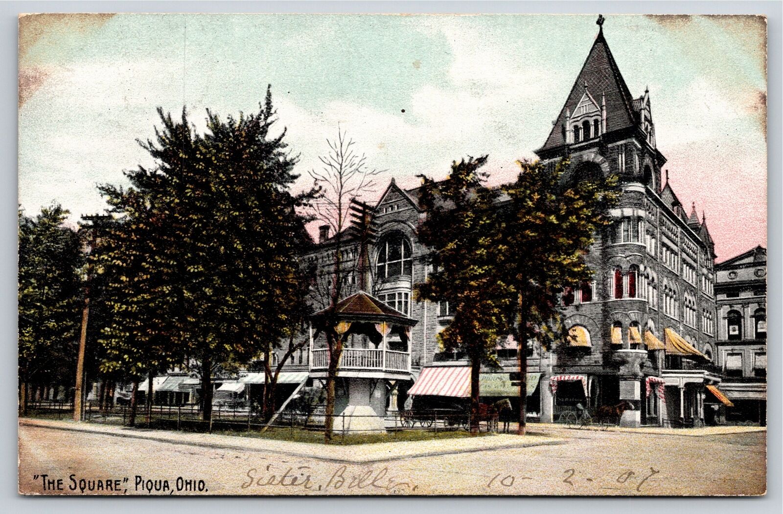 Piqua Ohio~Street View Of The Square~PM 1907~American News Co Vintage Postcard