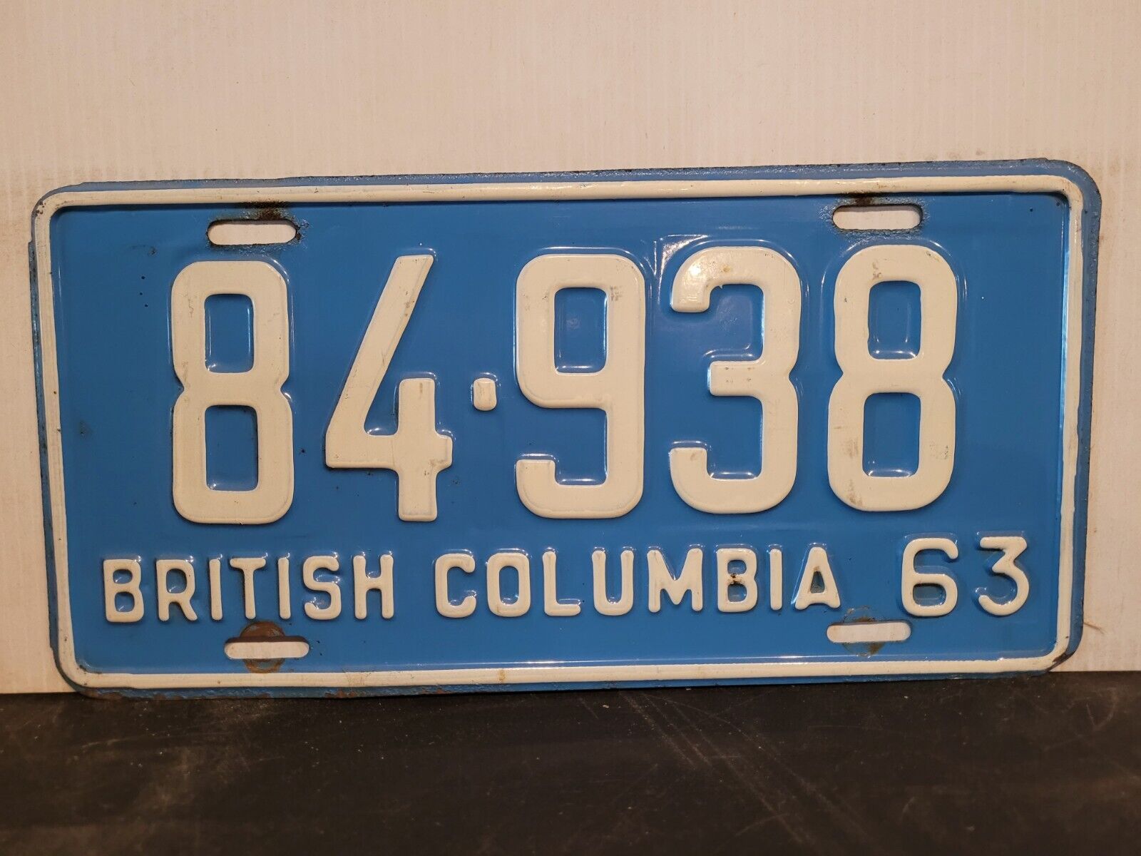 1963 British Columbia License Plate Tag Original.