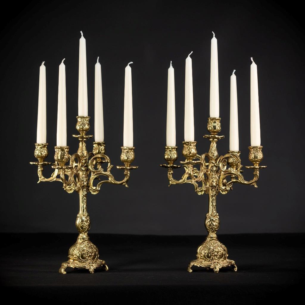 Candelabra Pair | Two Bronze Candle Holders mid 1900s | Baroque Vintage | 13.8\