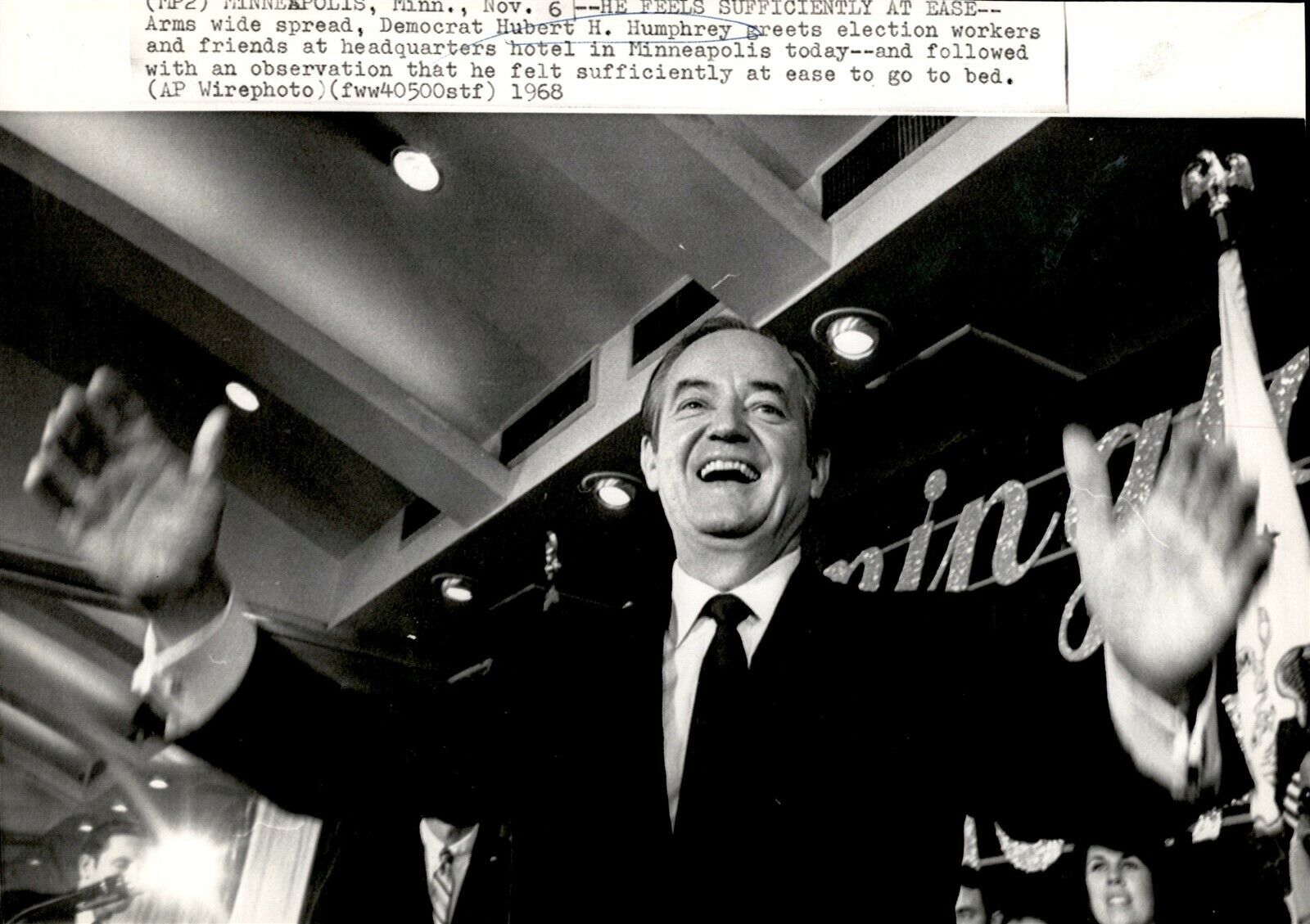 LG947 1968 AP Wire Photo HE FEELS SUFFICIENTLY AT EASE DEMOCRAT HUBERT HUMPHREY