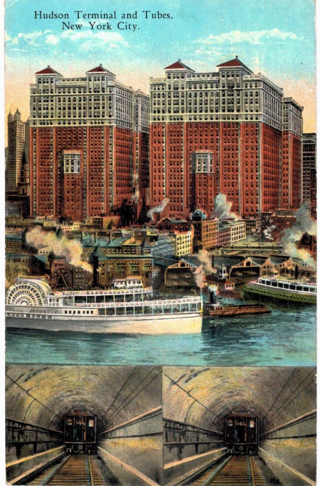 NYC Hudson Terminal & Tubes Multivew Above & Below 1910 NYC 