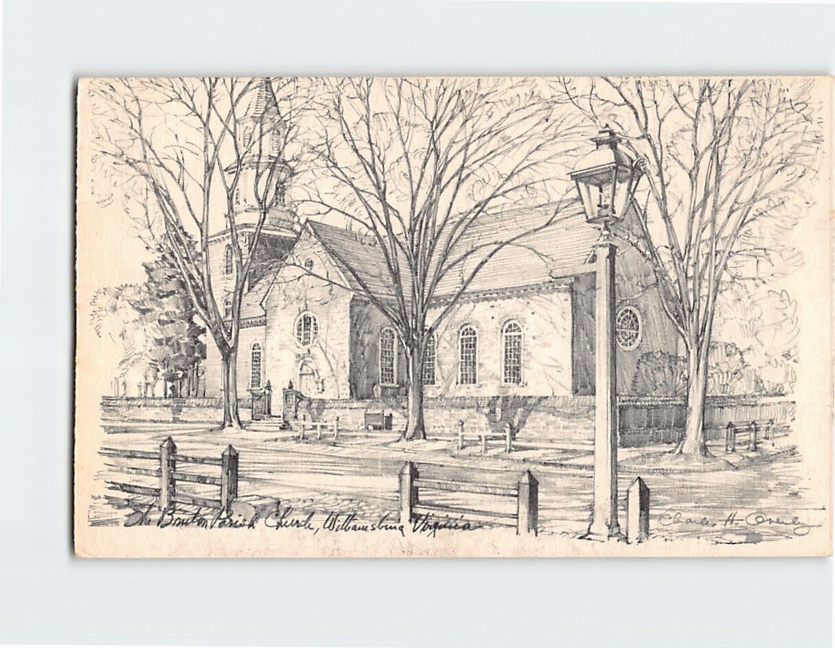 Postcard The Bruton Parish Church Williamsburg Virginia USA