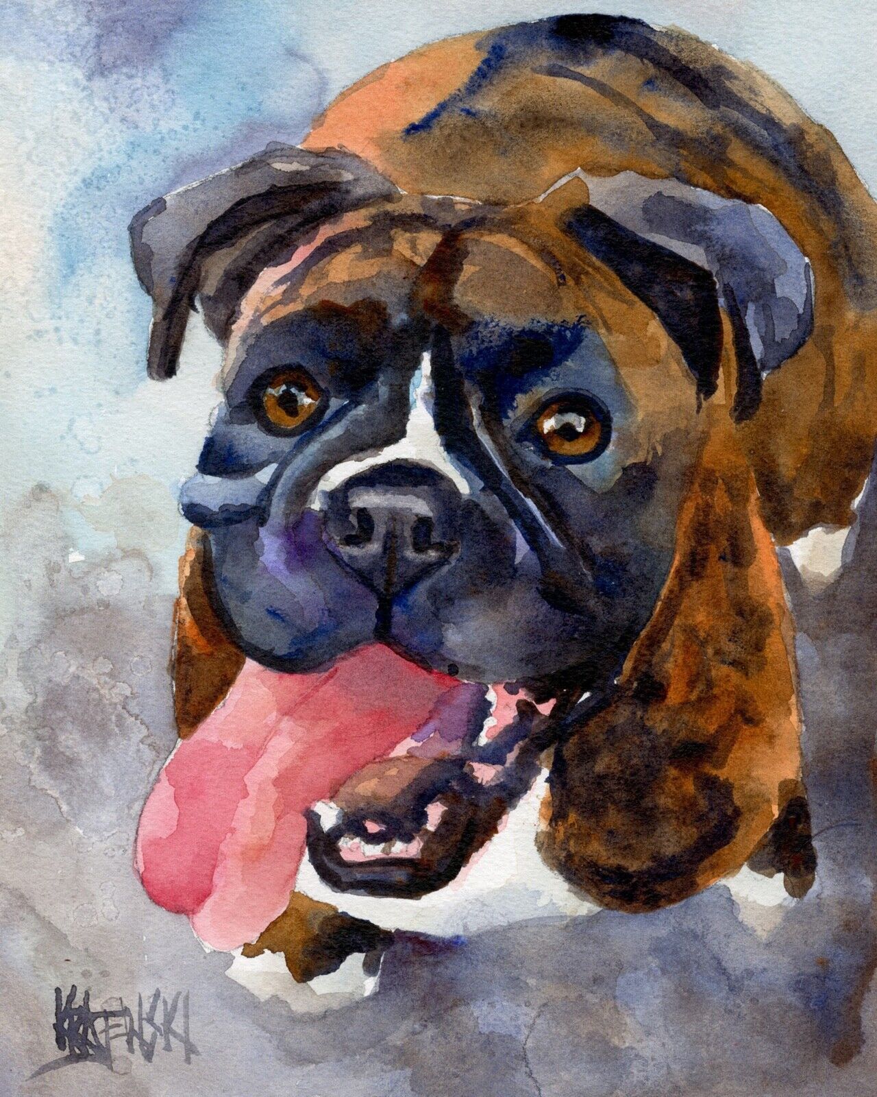 Boxer Dog 11x14 signed art PRINT RJK from painting - Boxer Dog Gifts 