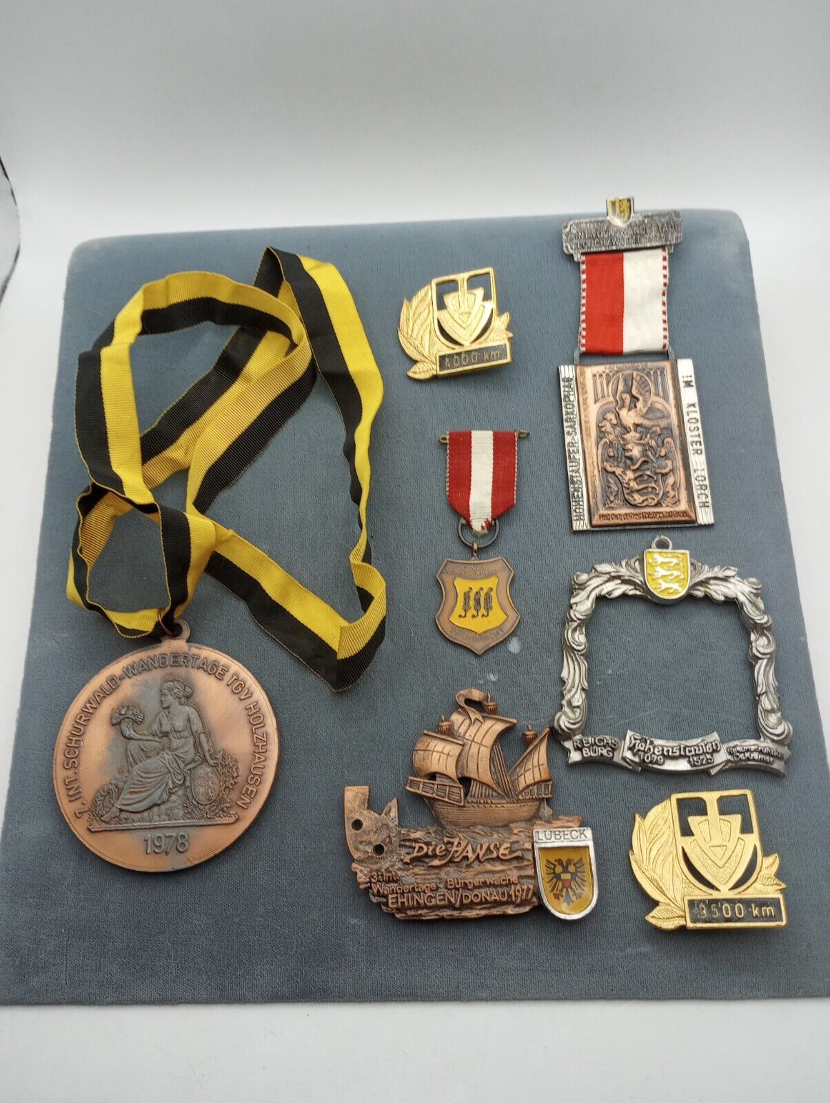 Set of 7 Vintage German Hiking Hunting Competition Medals