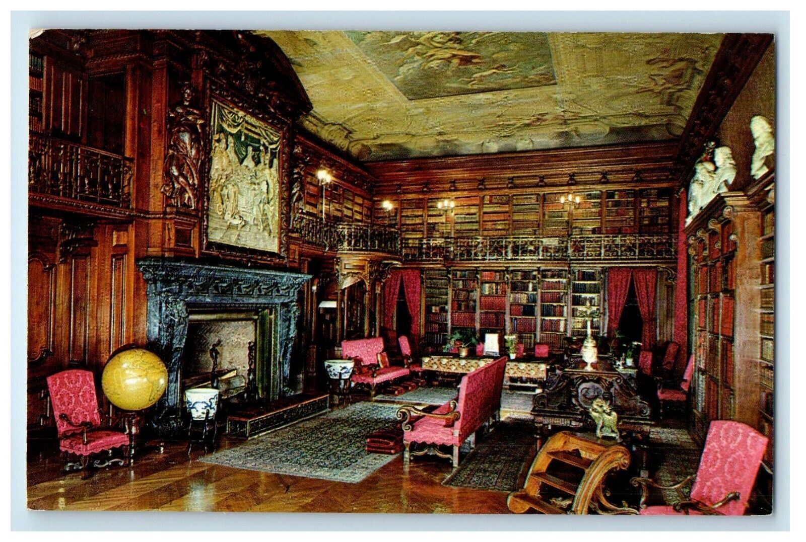 Asheville NC, The Library Biltmore House & Gardens Interior View Postcard