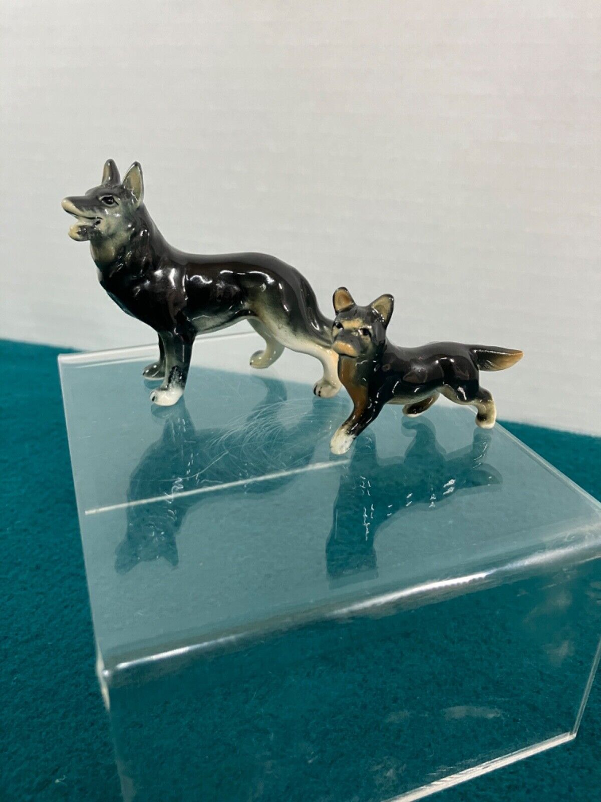 Lot of 2 Vintage Miniature Shepherd Standing Dogs-Ceramic Porcelain Figurines