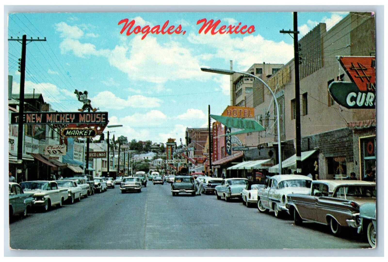 Nogales Sonora Mexico Postcard Avenida Obregon Business Section c1960's