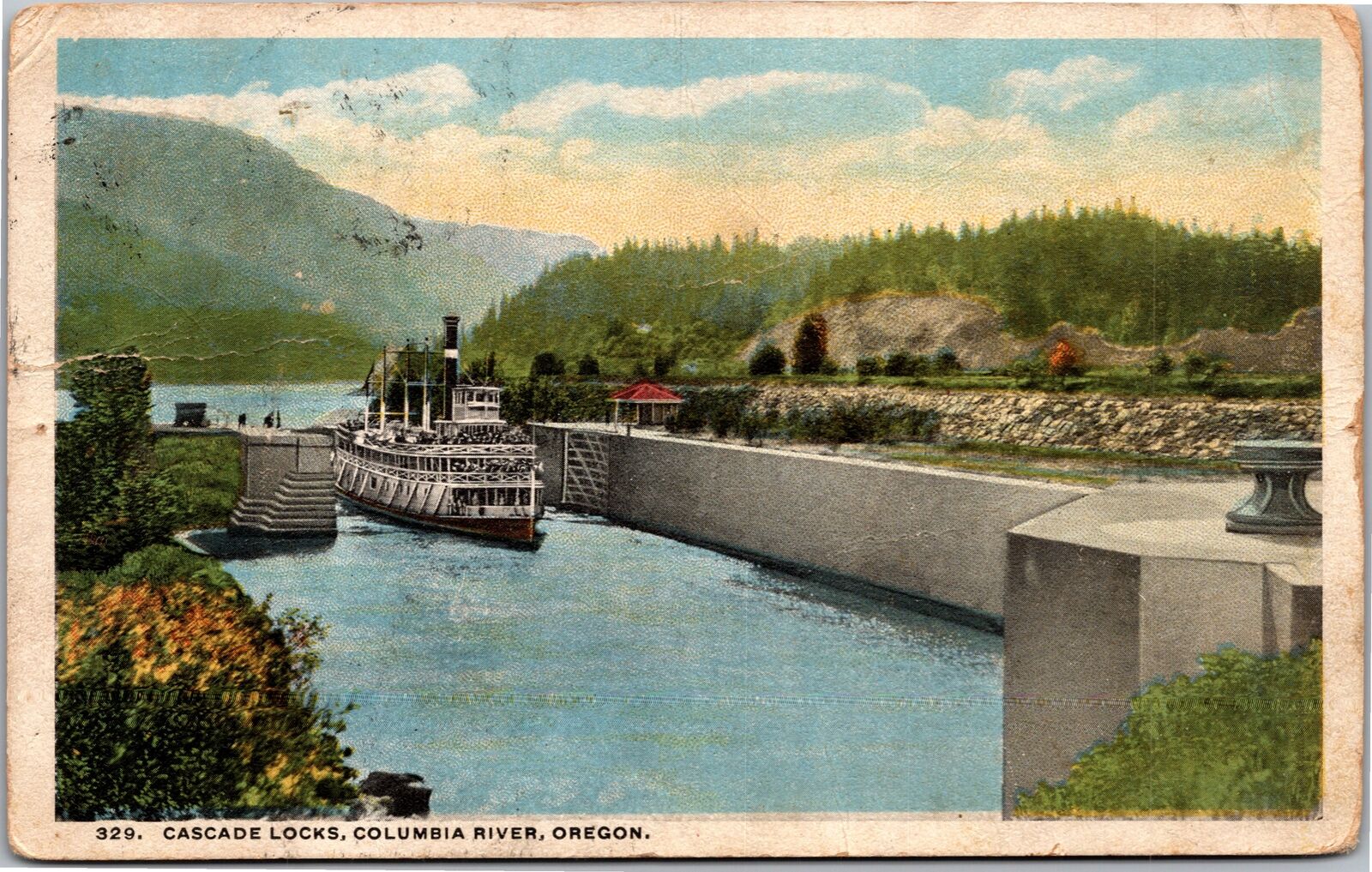 Postcard OR Cascade Locks Columbia River