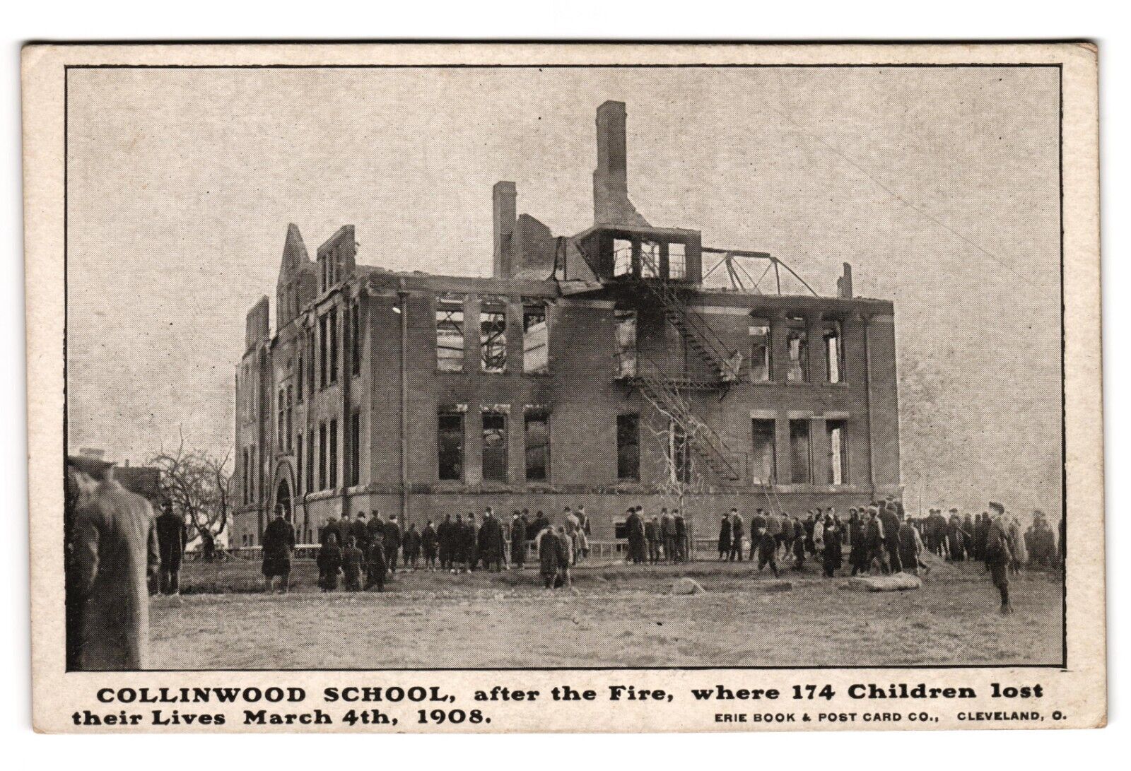 Collinwood School After the Fire 174 Children Lost 1908 Ohio OH Postcard