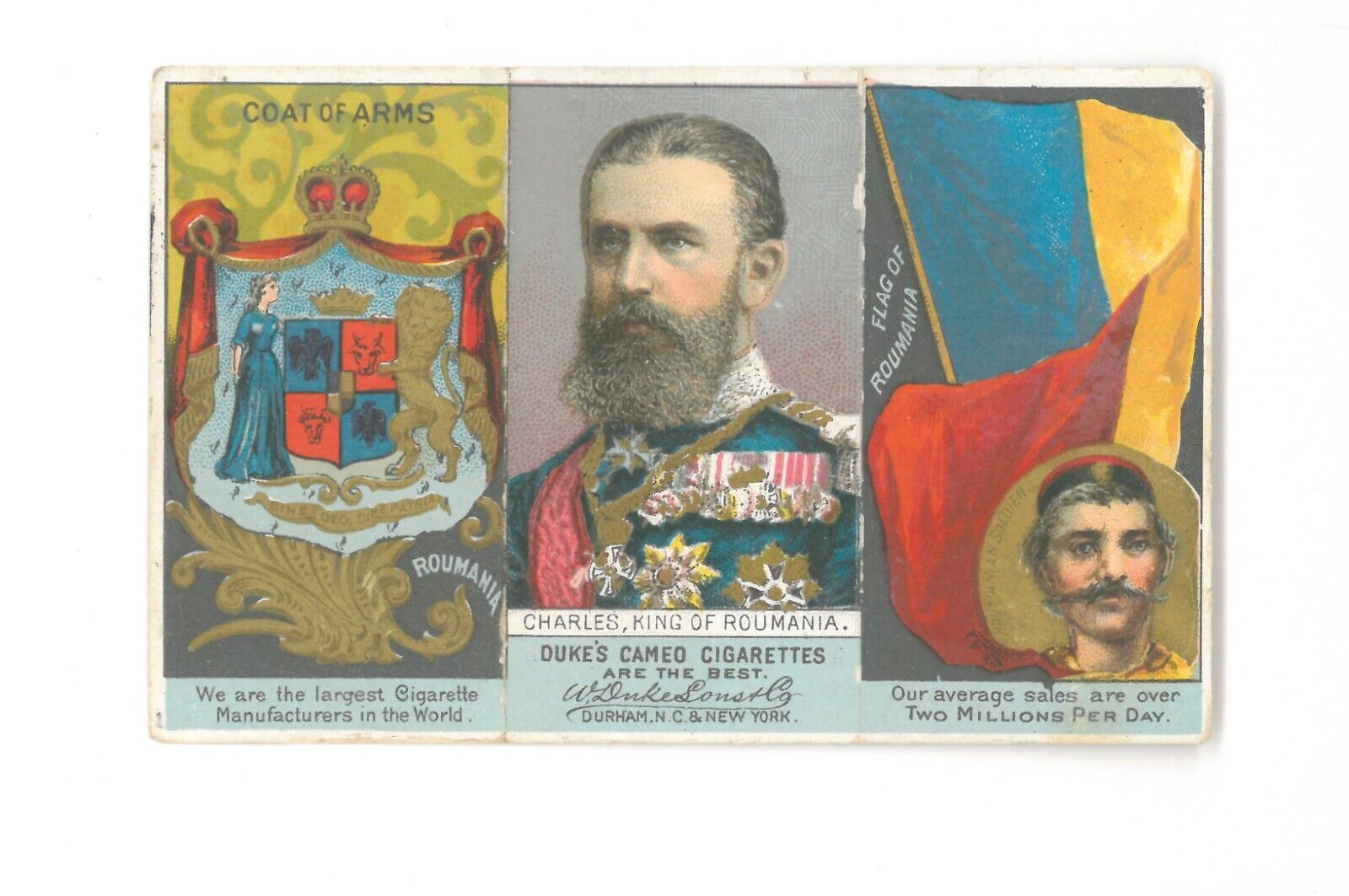 1888 N126 Duke's Cameo Cigarettes RULERS - King Charles I of Roumania