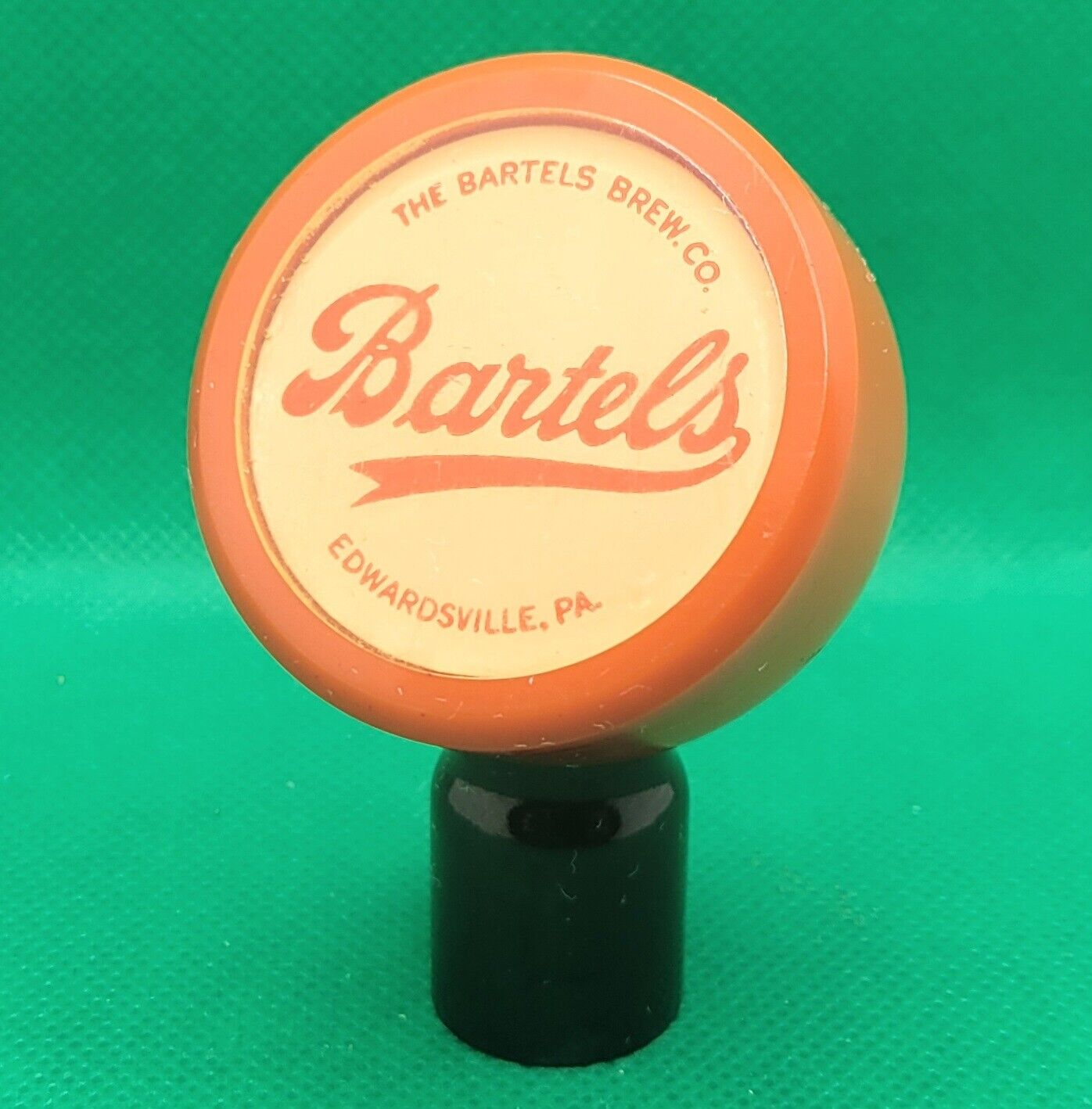 Vintage Bartel's Beer Co Tap Handle Orange Bakelite Knob Edwardsville PA (S4)