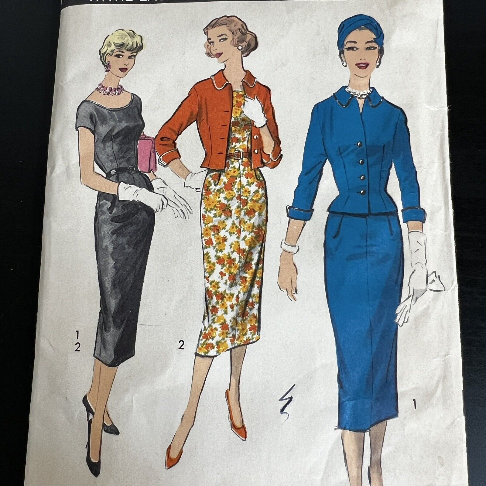 Vintage 1950s Advance 8533 MCM Slim Dress + Fitted Jacket Sewing Pattern 16 CUT