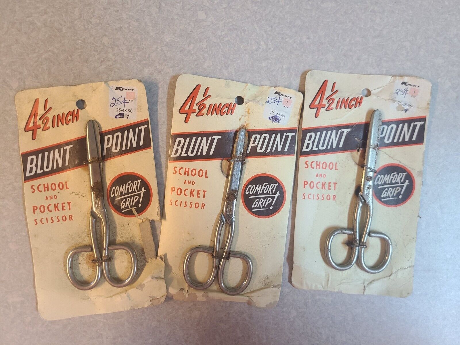 Vintage Children's School Scissors 4 ½” - Blunt Nose - Lot of 3 In Packaging 