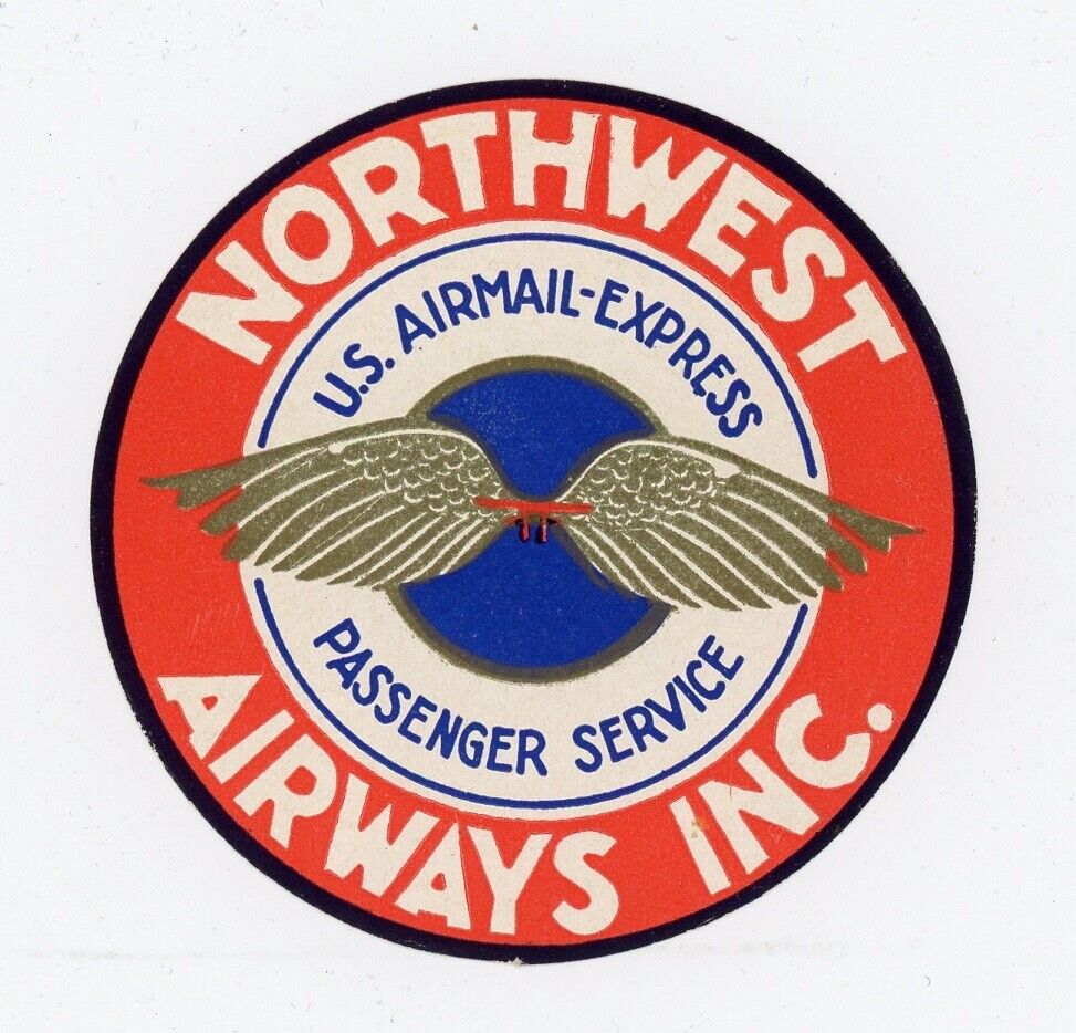 NORTHWEST AIRWAYS. Original baggage label. 2-5/8\