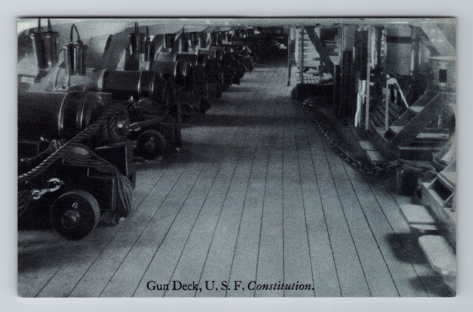 Gun Deck, The Constitution, Ship, Transportation, Antique, Vintage Postcard