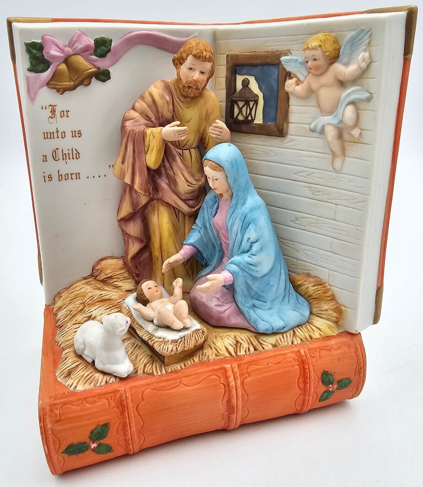 Vintage Lefton Holy Family Music Box  Tune Away in the Manger  1989