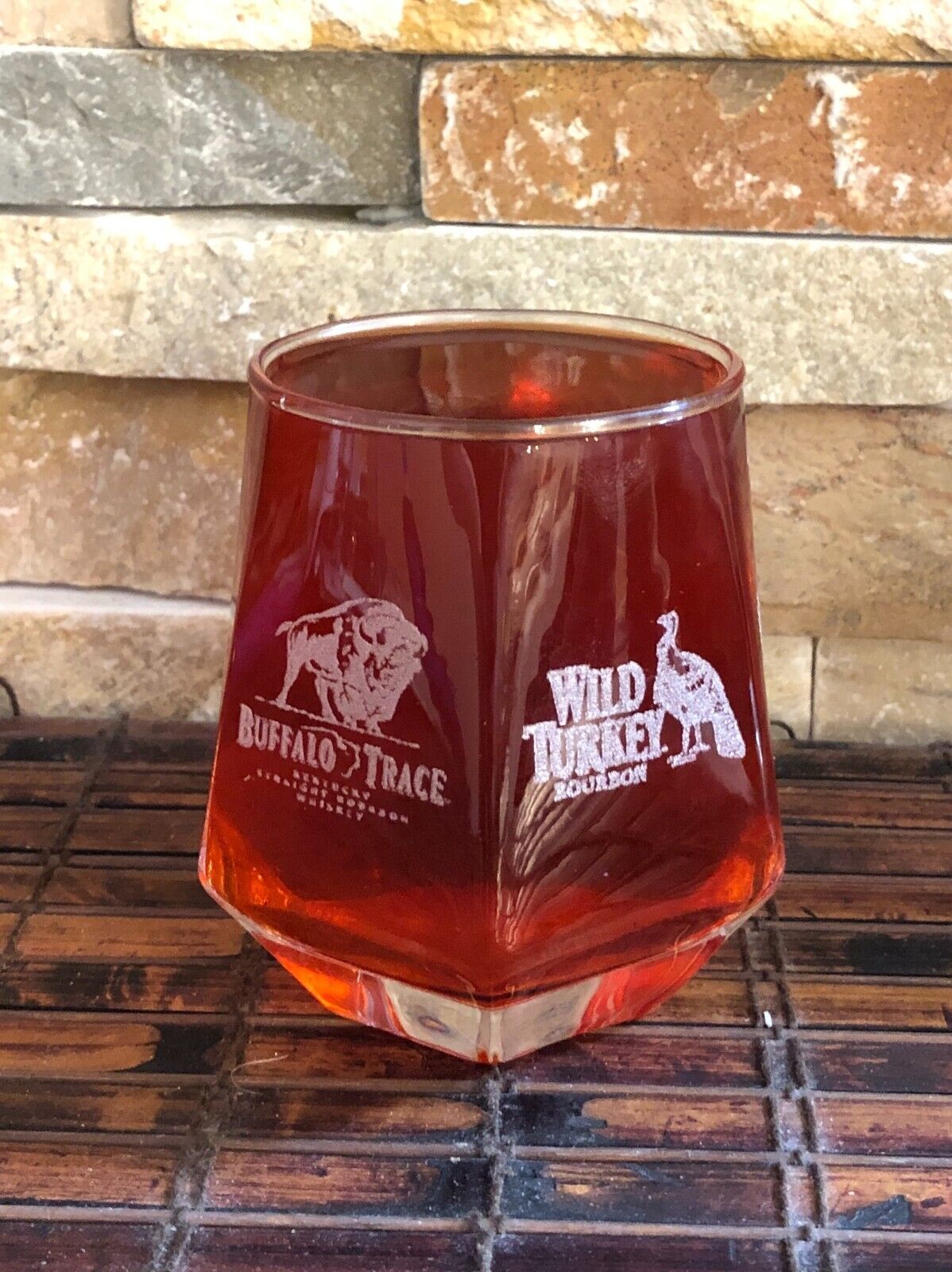 Whiskey Panorama Glass: Eagle Rare, Buffalo Trace, Wild Turkey, Macallan 8 Oz