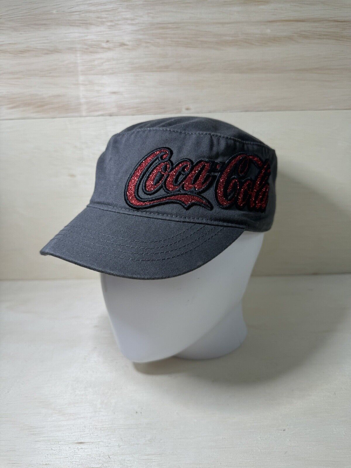 Coca-Cola Coke Hat Cap Cadet Grey Red Adjustable Embroidered Sparkle Logo OEM