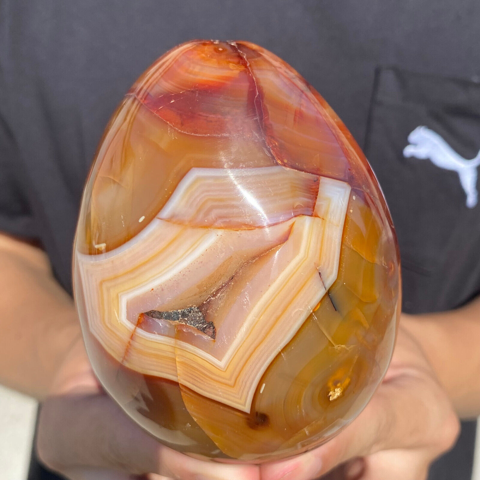 1.8lb Rare Natural red agate polished egg quartz crystal specimen healing