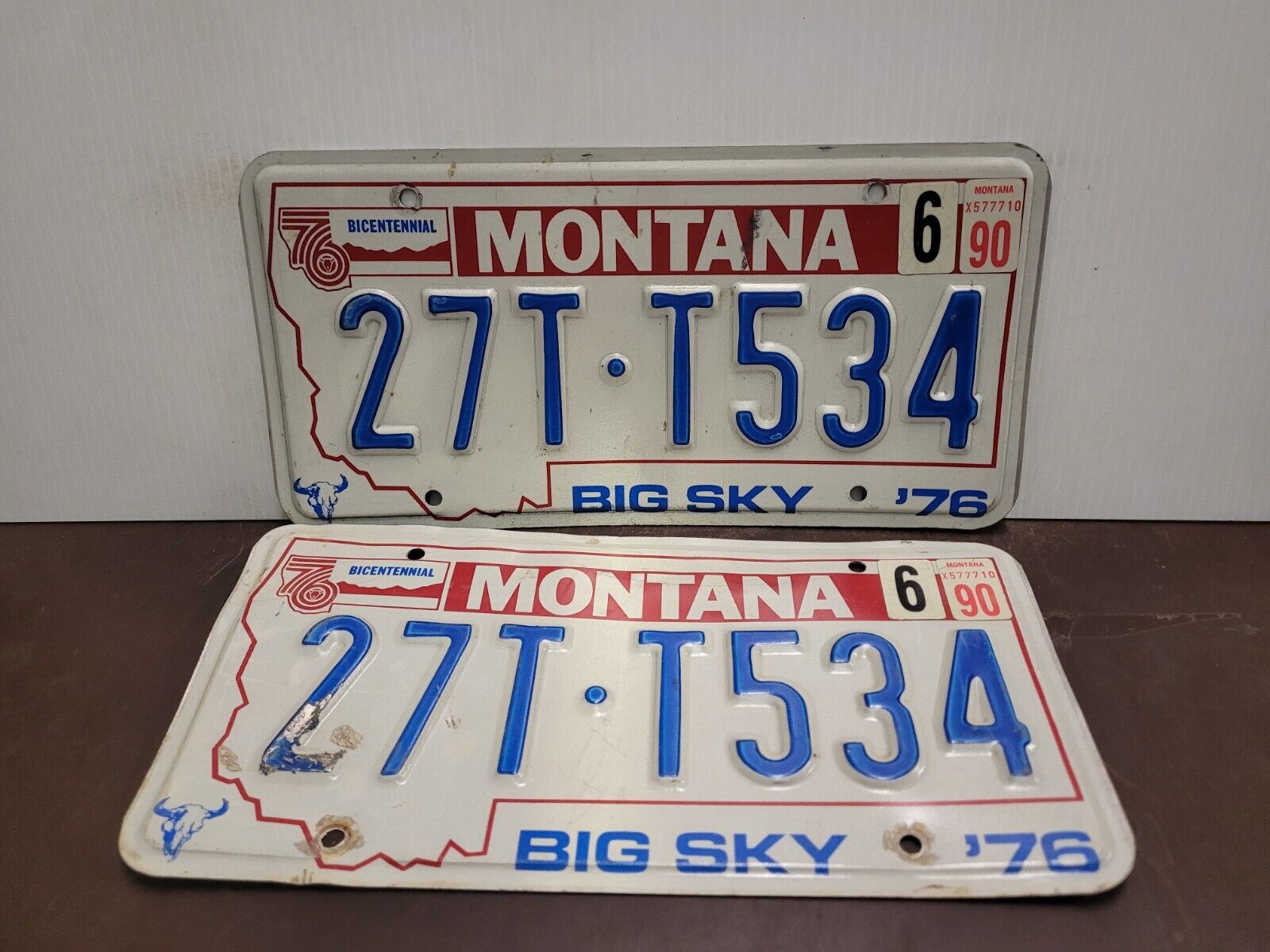 1990 Montana PAIR License Plate Tag Original.