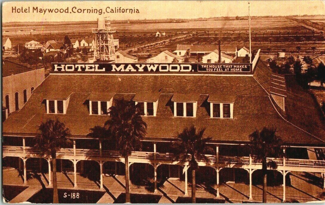 EARLY 1900\'S. HOTEL MAYWOOD. CORNING, CA. POSTCARD s6