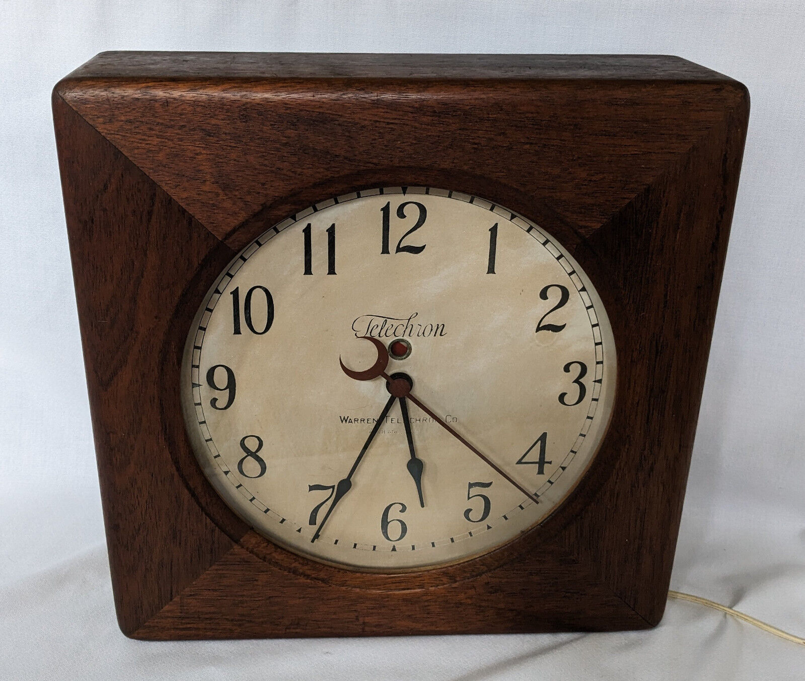 Vintage 1930’s Warren Telechron Wood Electric Wall Clock WORKS