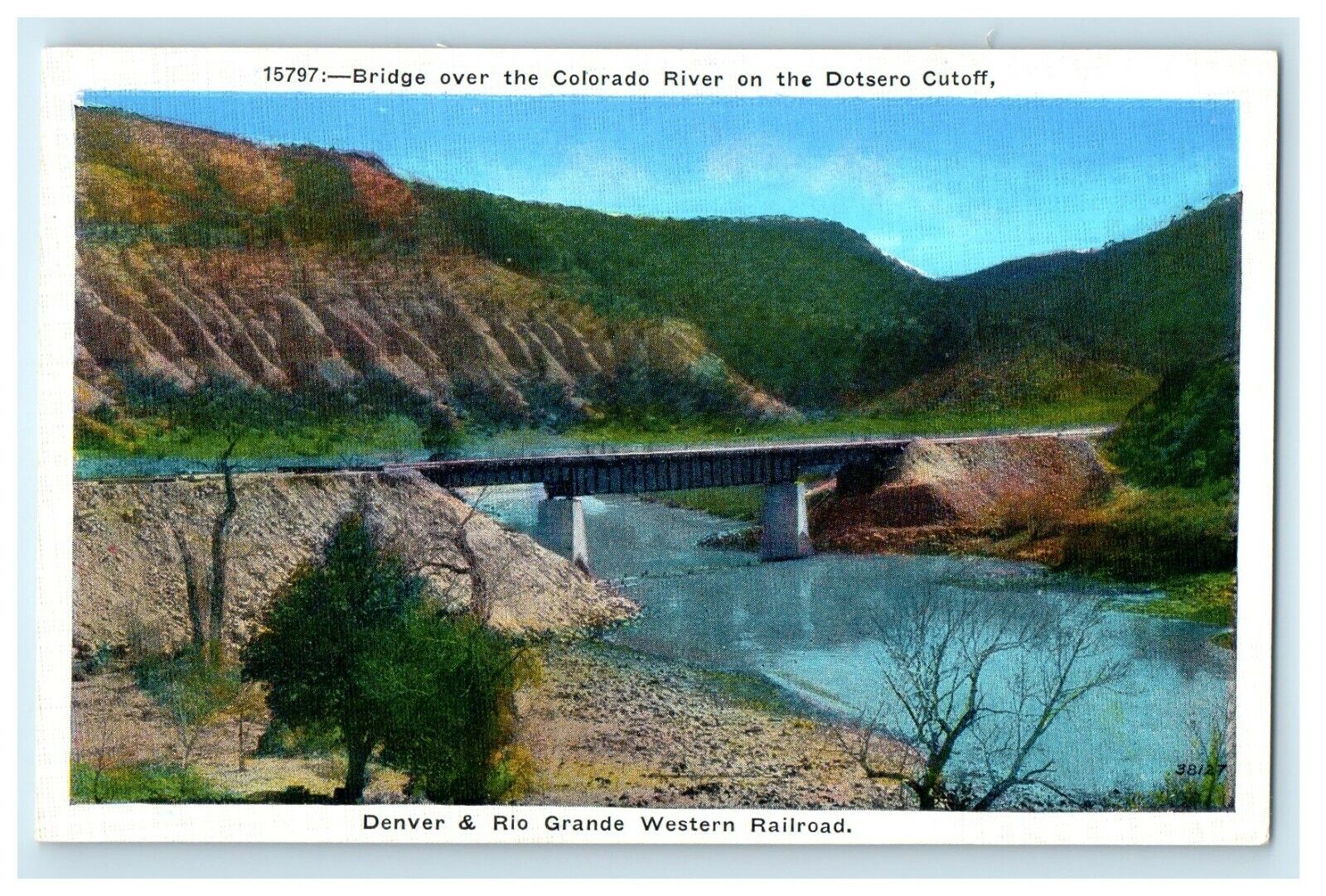 Red Canon CO, Railroad Bridge Over The Colorado River On Dotsero Cutoff Postcard